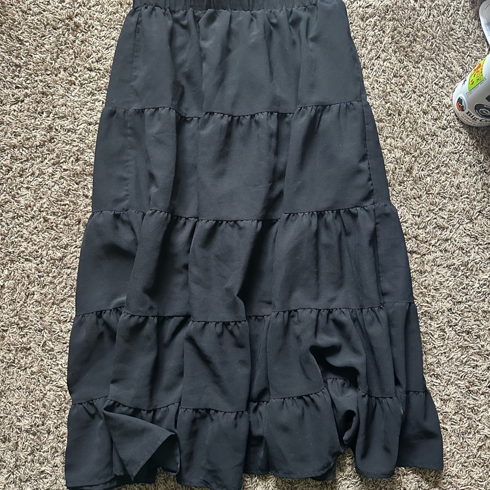 Elegant Black Tiered Skirt